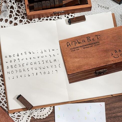 Letter Stamps, 70 Pcs Alphabet Stamps for Clay, Wooden Rubber Letter Number and Symbol Stamp Set for Scrapbooking Supplies DIY Craft Card Making (Regular Script) in Saudi Arabia