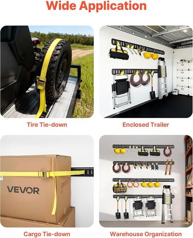 مجموعة قضبان ربط VEVOR E-Track، طقم Etrack مكون من 36 قطعة، 8 قضبان مسار E (5 أقدام + 4 أقدام + 2 قدم + 1 قدم)، 2 أشرطة سقاطة و8 حلقات دائرية و8 حلقات ربط مع حلقة على شكل حرف D وفتحتين فرديتين و16 غطاء نهاية، مناسبة لمقطورات الشاحنات in Saudi Arabia