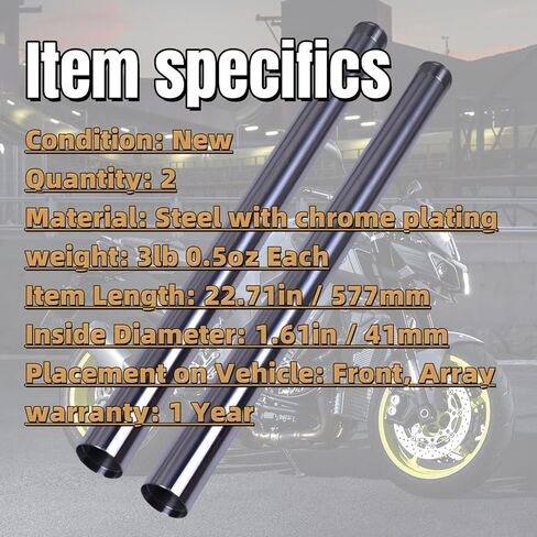 2x Brake Suspension Fork Inner Tubes Compatible with Yamaha MT-07 (2014-2022), FZ07 (2015-2017), XSR700 (2018-2023) & MTM690 (2016-2020) in Saudi Arabia