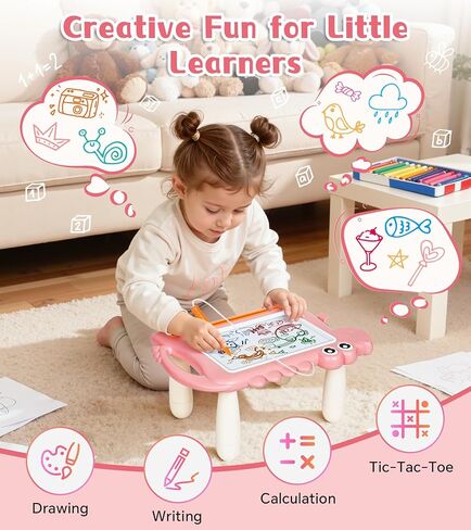 طاولة رسم مغناطيسية على شكل ديناصور للأطفال الصغار، لوحة رسم ملونة وكتابة لوحة رسم تعليمية للأطفال من عمر 1 2 3 سنوات للأولاد والبنات، هدية فنية خالية من الفوضى لعيد الميلاد أو عيد الميلاد، أزرق in Kuwait