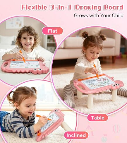 طاولة رسم مغناطيسية على شكل ديناصور للأطفال الصغار، لوحة رسم ملونة وكتابة لوحة رسم تعليمية للأطفال من عمر 1 2 3 سنوات للأولاد والبنات، هدية فنية خالية من الفوضى لعيد الميلاد أو عيد الميلاد، أزرق in Kuwait
