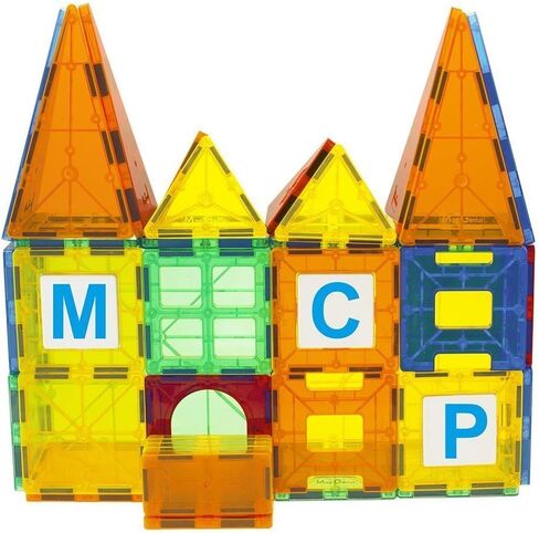 Magnet Tiles - Clear Magnetic 3D Building Blocks - Educational Toys, Games, Activities, Puzzles - Creativity, Motor Skills, Learning Shapes - Storage Bin, 2 Car Base, 120pcs, 13 Click-Ins in Saudi Arabia