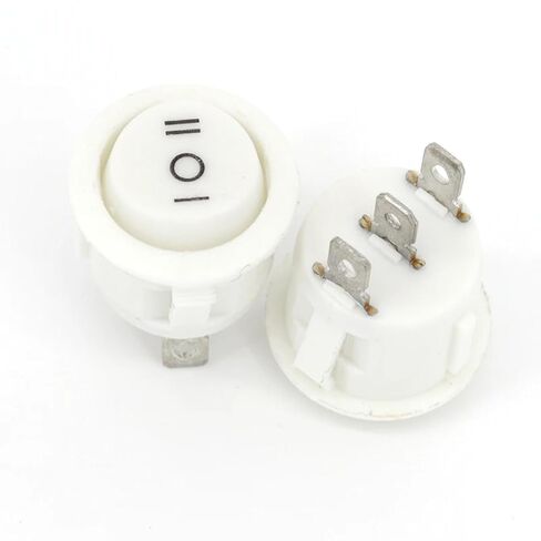 Round Rocker Switch with LED Illumination, Black, 20mm, On/Off Toggle, 12V/24V DC Compatible, 6A/250V Rating (3Pin redlight ON-Off 10Pcs) in Kuwait