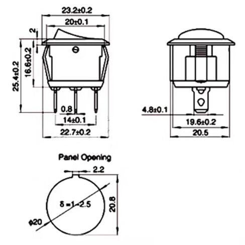 Round Rocker Switch with LED Illumination, Black, 20mm, On/Off Toggle, 12V/24V DC Compatible, 6A/250V Rating (3Pin redlight ON-Off 10Pcs) in Kuwait