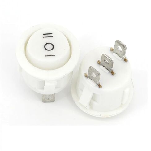 Round Rocker Switch with LED Illumination, Black, 20mm, On/Off Toggle, 12V/24V DC Compatible, 6A/250V Rating (3Pin redlight ON-Off 10Pcs) in Kuwait