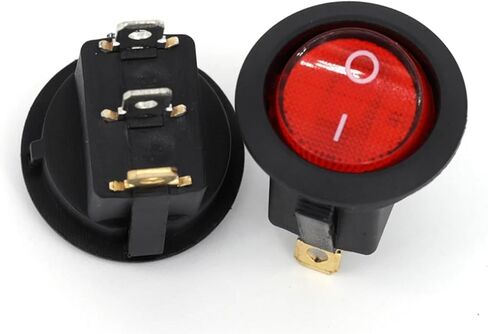LED Illuminated Round Rocker Switch, 20mm, 12V/24V DC, 6A/250V, ON/Off Control with Light Indicator (3Pin Green Light 10Pcs) in Saudi Arabia