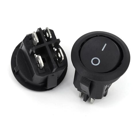 Round Rocker Switch with LED Illumination, Black, 20mm, On/Off Toggle, 12V/24V DC Compatible, 6A/250V Rating (3Pin redlight ON-Off 5Pcs) in Kuwait