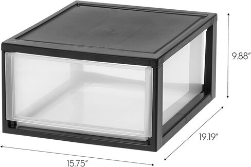 ايريس الولايات المتحدة الأمريكية 6 كيو تي. منظم تخزين الأدراج البلاستيكية، أدراج التراص، عبوتان، وحدة قابلة للتكديس مع درج منزلق لغرفة النوم والمطبخ تحت المغسلة وغرفة الحرف اليدوية والحمام والمكتب، أسود in Kuwait