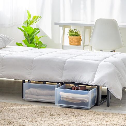 ايريس الولايات المتحدة الأمريكية 6 كيو تي. منظم تخزين الأدراج البلاستيكية، أدراج التراص، عبوتان، وحدة قابلة للتكديس مع درج منزلق لغرفة النوم والمطبخ تحت المغسلة وغرفة الحرف اليدوية والحمام والمكتب، أسود in Kuwait