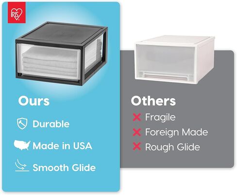 ايريس الولايات المتحدة الأمريكية 6 كيو تي. منظم تخزين الأدراج البلاستيكية، أدراج التراص، عبوتان، وحدة قابلة للتكديس مع درج منزلق لغرفة النوم والمطبخ تحت المغسلة وغرفة الحرف اليدوية والحمام والمكتب، أسود in Kuwait