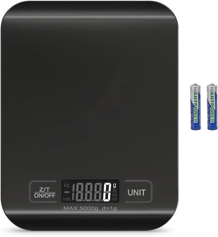 Digital Shipping Scale,Stainless Steel Panel, Accurate Portable Postal Scale for Packages, Small Business,Kitchen, Food, Handmade, Liquids, and Boutique (Black Battery (5kg/1g)) in Saudi Arabia