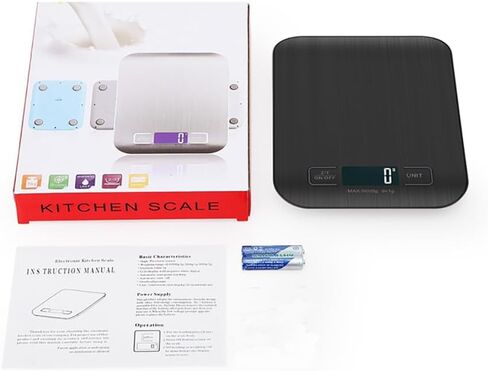 Digital Shipping Scale,Stainless Steel Panel, Accurate Portable Postal Scale for Packages, Small Business,Kitchen, Food, Handmade, Liquids, and Boutique (Black Battery (5kg/1g)) in Saudi Arabia