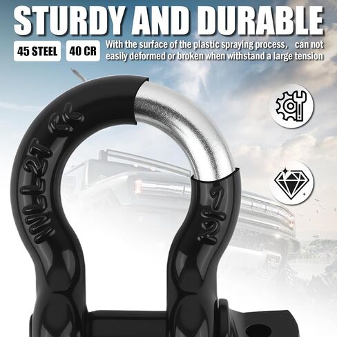Aokdom 2PCS 1/2" D Ring Shackles with 5/8" Pin,Heavy Duty Clevis Shackle Working Limit 2 Ton/Breaking Strength 8 Ton for Vehicle Recovery,Professional Winch Accessories Shackles for Towing in Saudi Arabia