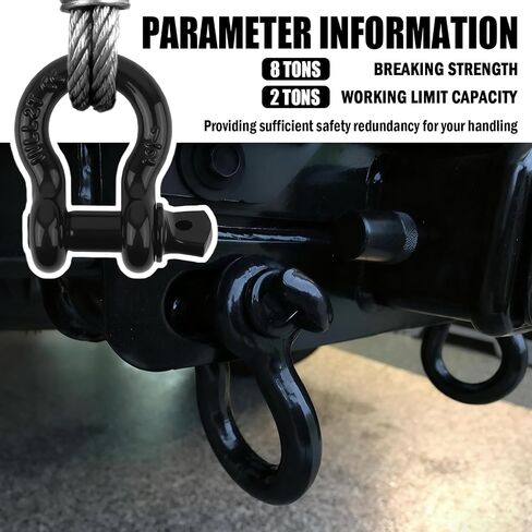 Aokdom 2PCS 1/2" D Ring Shackles with 5/8" Pin,Heavy Duty Clevis Shackle Working Limit 2 Ton/Breaking Strength 8 Ton for Vehicle Recovery,Professional Winch Accessories Shackles for Towing in Saudi Arabia