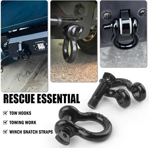 Aokdom 2PCS 1/2" D Ring Shackles with 5/8" Pin,Heavy Duty Clevis Shackle Working Limit 2 Ton/Breaking Strength 8 Ton for Vehicle Recovery,Professional Winch Accessories Shackles for Towing in Saudi Arabia