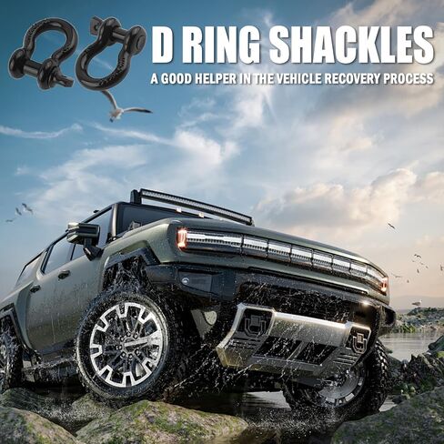 Aokdom 2PCS 1/2" D Ring Shackles with 5/8" Pin,Heavy Duty Clevis Shackle Working Limit 2 Ton/Breaking Strength 8 Ton for Vehicle Recovery,Professional Winch Accessories Shackles for Towing in Saudi Arabia
