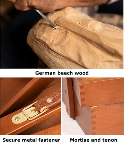 DJAR Multi-Function Art Tool Box, Portable Foldable Beech Wood Artist Supply Storage Box for Pastels, Pencils, Pens, Markers, Brushes, Walnut in Saudi Arabia