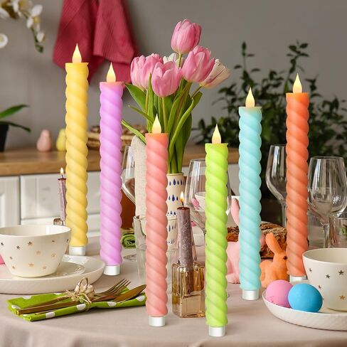 6 Pcs Fall Flameless Taper Candle Twisted LED 9.65 Inch Fall Taper Candles Battery Operated Twisted Candlesticks for Thanksgiving Harvest Wedding Birthday Home Party Dinner Fireplace Decor in Saudi Arabia