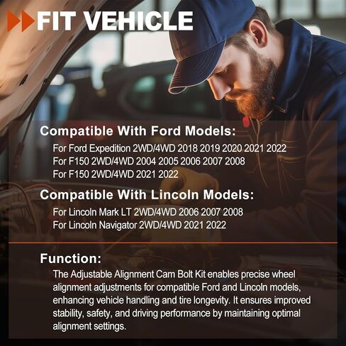 طقم مسامير كامة محاذاة قابلة للتعديل لسيارة Ford Expedition 2018-2022، F150 2004-2008، F150 2021-2022، لسيارة Lincoln Mark LT 2006-2008، Navigator 2021-2022 in Saudi Arabia