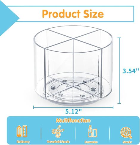 Acrylic Pen Holder, 360 Degree Rotating Pen Organizer, Rotating Desk Acrylic Office Organizer with 6 Compartments, Marker Organizer for Kid, Crayon Caddy School Art Supply Storage Organizer in Saudi Arabia