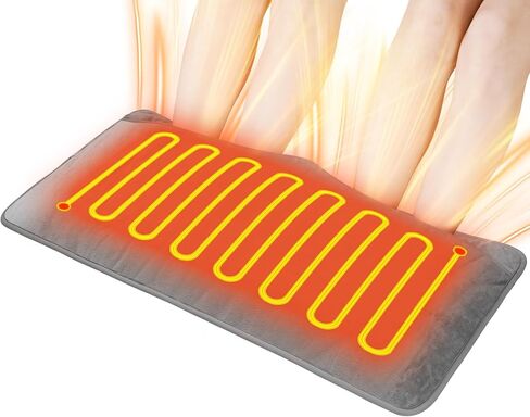 جهاز تدفئة القدمين الكهربائي من لاما، جهاز تدفئة القدمين مزدوج الجانب للرجال والنساء، وسادة تسخين سريعة للقدم مع 6 مستويات لدرجة الحرارة و4 مؤقتات للسرير/عيد الميلاد/المنزل/المكتب، قابل للفصل وقابل للغسل، رمادي in Kuwait