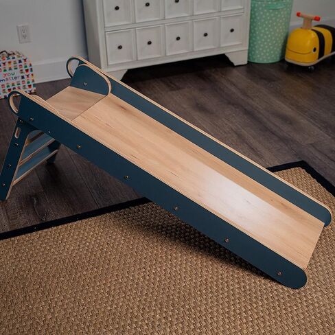 Avenlur Indoor Folding Slip and Slide for Kids - Easy Set Up, Easy to Store Playset, Safe Toy for Toddlers, Foldable Wooden Large First Slide with Extra Long Slipping Slope Ages 1.5-4 Years (Blue) in Saudi Arabia