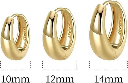 Barcarola 14K الذهب معبأ 3 أزواج هوب أقراط للنساء هوب طقم أقراط أقراط خفيفة الوزن مقاومة للماء تشويه مقاومة in Kuwait