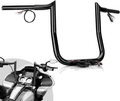 Wsays 12" Rise Pre-Wired Handlebar Bagger Bar-Sharp Ape Handlebar Compatible with Harley Touring Road Glide FLTR/I FLTRX FLTRXS 2015-2023 Black in Saudi Arabia