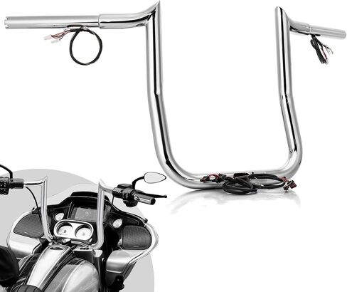 Wsays 12" Rise Pre-Wired Handlebar Bagger Bar-Sharp Ape Handlebar Compatible with Harley Touring Road Glide FLTR/I FLTRX FLTRXS 2015-2023 Black in Kuwait