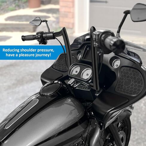 Wsays 12 بوصة مقود سلكي مسبقًا 1-1/4 بوصة قطر Bagger Bar-Sharp متوافق مع Harley Road Glide FLTR/I FLTRX FLTRXS 2015-2023، أسود لامع in Kuwait