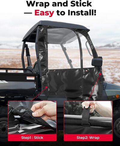 أبواب علوية ناعمة من KEMIMOTO متوافقة مع UTV Hisun 400، Coleman UT400، قطاع Hisun 400، Massimo MSU400، حاوية كابينة UTV ناعمة مقاومة للماء ومقاومة للرياح، مناسبة للمرايا الجانبية in Kuwait