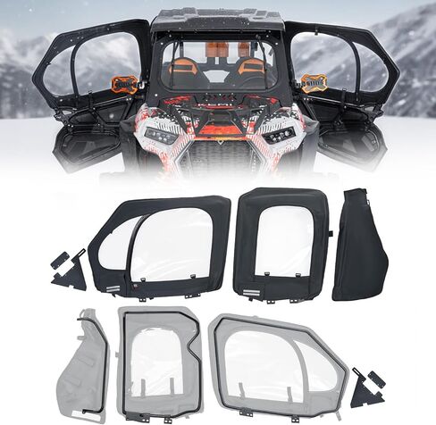 KEMIMOTO Cab Enclosure Upper Doors With Steel Door Frame Compatible with 2019-2023 Polaris RZR XP4 1000, All-in-One Door Design Strong YKK Zipper Waterproof and Tear-Resistant, Replace 2884332 in Saudi Arabia