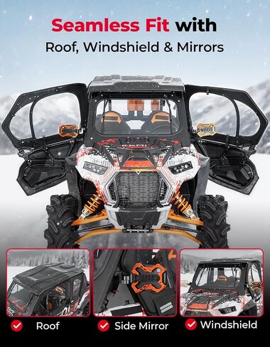 KEMIMOTO Cab Enclosure Upper Doors With Steel Door Frame Compatible with 2019-2023 Polaris RZR XP4 1000, All-in-One Door Design Strong YKK Zipper Waterproof and Tear-Resistant, Replace 2884332 in Saudi Arabia