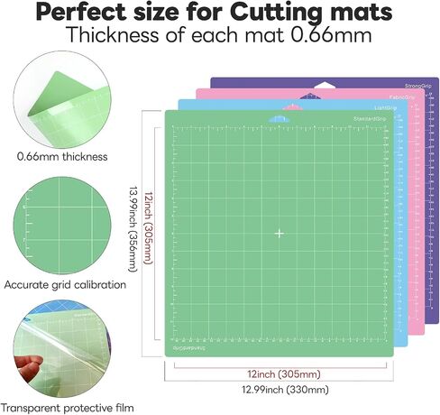 Cutting Mat for Cricut,12x12 inch 4 Pack Variety Cutting Mats (LightGrip,StandardGrip,StrongGrip,FabricGrip) Replacement Accessories for Cricut Maker 3/Maker/Explore 3/Air 2/Air/One in Saudi Arabia