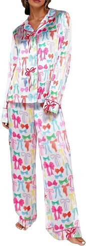 Christmas Pajamas for Women 2 Piece Christmas Lounge Set Long Sleeve Top with Drawstring Pants Sleepwear Set in Saudi Arabia
