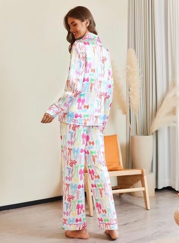 Christmas Pajamas for Women 2 Piece Christmas Lounge Set Long Sleeve Top with Drawstring Pants Sleepwear Set in Saudi Arabia