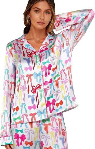 Christmas Pajamas for Women 2 Piece Christmas Lounge Set Long Sleeve Top with Drawstring Pants Sleepwear Set in Saudi Arabia