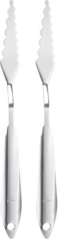 HARFINGTON 2pcs Palette Knife Painting Tool 8.78" 304 Stainless Steel Large Serrated Spatula Painting Pallet Knives with Hole Design for Acrylic Canvas, Silver in Saudi Arabia