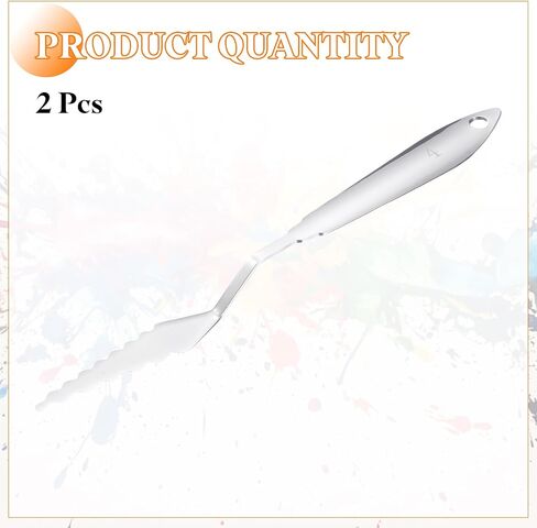 HARFINGTON 2pcs Palette Knife Painting Tool 8.78" 304 Stainless Steel Large Serrated Spatula Painting Pallet Knives with Hole Design for Acrylic Canvas, Silver in Saudi Arabia