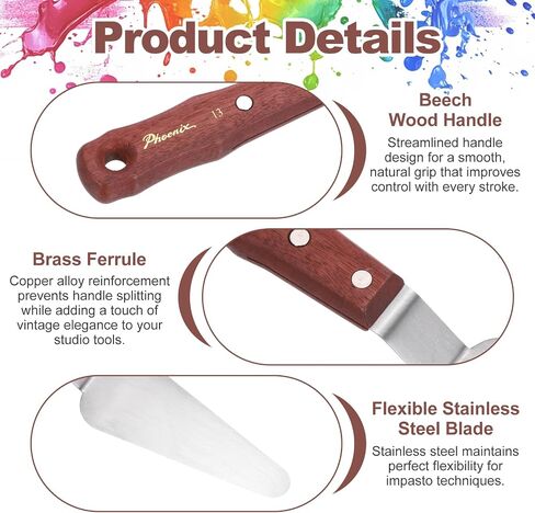 MECCANIXITY Pack of 1 Large Palette Knife No.14, 10.6" Long Palette Knives with Stainless Steel Flexible Spatula Pallet Knife and Wood Handle for Scraping, Mixing, Oil Acrylic Painting Canvas in Saudi Arabia