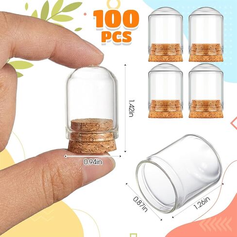 Barydat 50 Pcs 15 ml Cloche Dome Display Glass Jar with Cork 1.18'' x 1.57'' Mini Glass Bottles Mini Terrarium Glass Decoration Case Storage Jar Container for Home Party Wedding Flower DIY Gift in Saudi Arabia