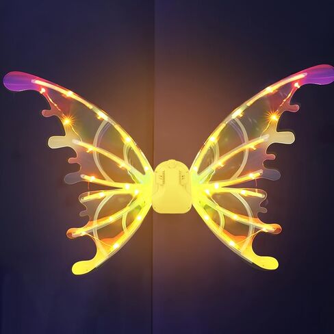 Electric Fairy Wings with LED Lights,Light Up Elf Angel Wings Costumes Cosplay,Sparkling Dogs Wings with Music for Kids Pets in Kuwait