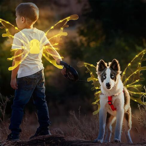 Electric Fairy Wings with LED Lights,Light Up Elf Angel Wings Costumes Cosplay,Sparkling Dogs Wings with Music for Kids Pets in Kuwait
