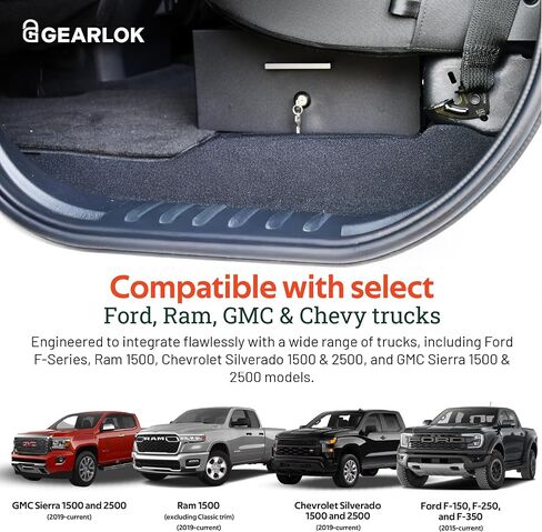 خزانة شاحنة GearLok UnderSeat - مساحة تخزين آمنة أسفل المقعد لشاحنات GMC - منظمات وتخزين الشاحنات القابلة للقفل للأدوات والذخيرة والمعدات in Saudi Arabia