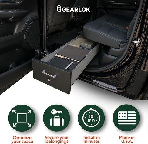 خزانة شاحنة GearLok UnderSeat - مساحة تخزين آمنة أسفل المقعد لشاحنات GMC - منظمات وتخزين الشاحنات القابلة للقفل للأدوات والذخيرة والمعدات in Saudi Arabia