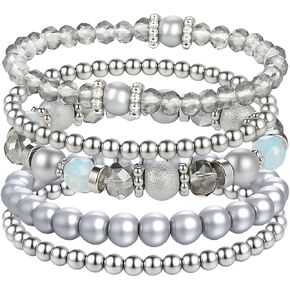 5 قطع سوار مطرز قابل للتكديس أساور مطرزة أنيقة للنساء كريستال حبة بوهو تمتد طبقات الحجر أساور العصرية زي المجوهرات هدية متعدد الطبقات ديسكو الكرة الأوجه سوار in Kuwait