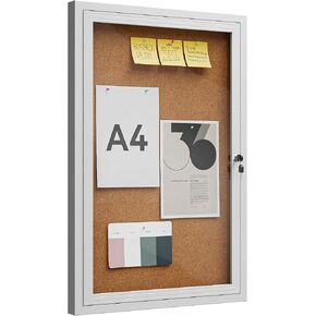 72"x36" Lockable Enclosed Bulletin Board, Outdoor Cork Weather-Resistant Aluminum Frame Notice Board, Wall Mounted Display Case Acrylic Doors for School,Office,Black Frame w/Cork in Saudi Arabia