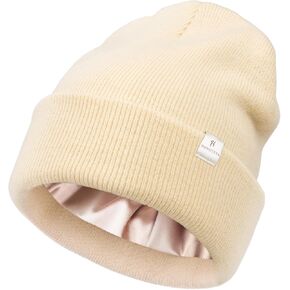 3 Pack Satin Lined Knit Beanie Hat Acrylic Winter Hats for Women Men Silk Lining Soft Slouchy Unisex Warm Cuffed Beanie Hat in Saudi Arabia