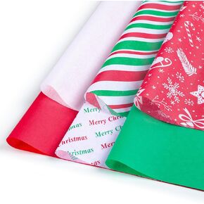 120 Sheets Christmas Tissue Paper for Gift Bags, 20" X 14" Xmas Holiday Tissue Paper for Christmas Gift Wrapping and DIY Gift Crafts Metallic Party Decor in Saudi Arabia