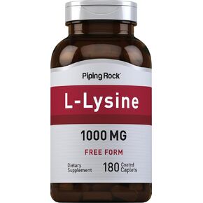 Piping Rock L-Lysine | 1000mg | 180 Caplets | Free Form | Vegetarian, Non-GMO, Gluten Free in Kuwait